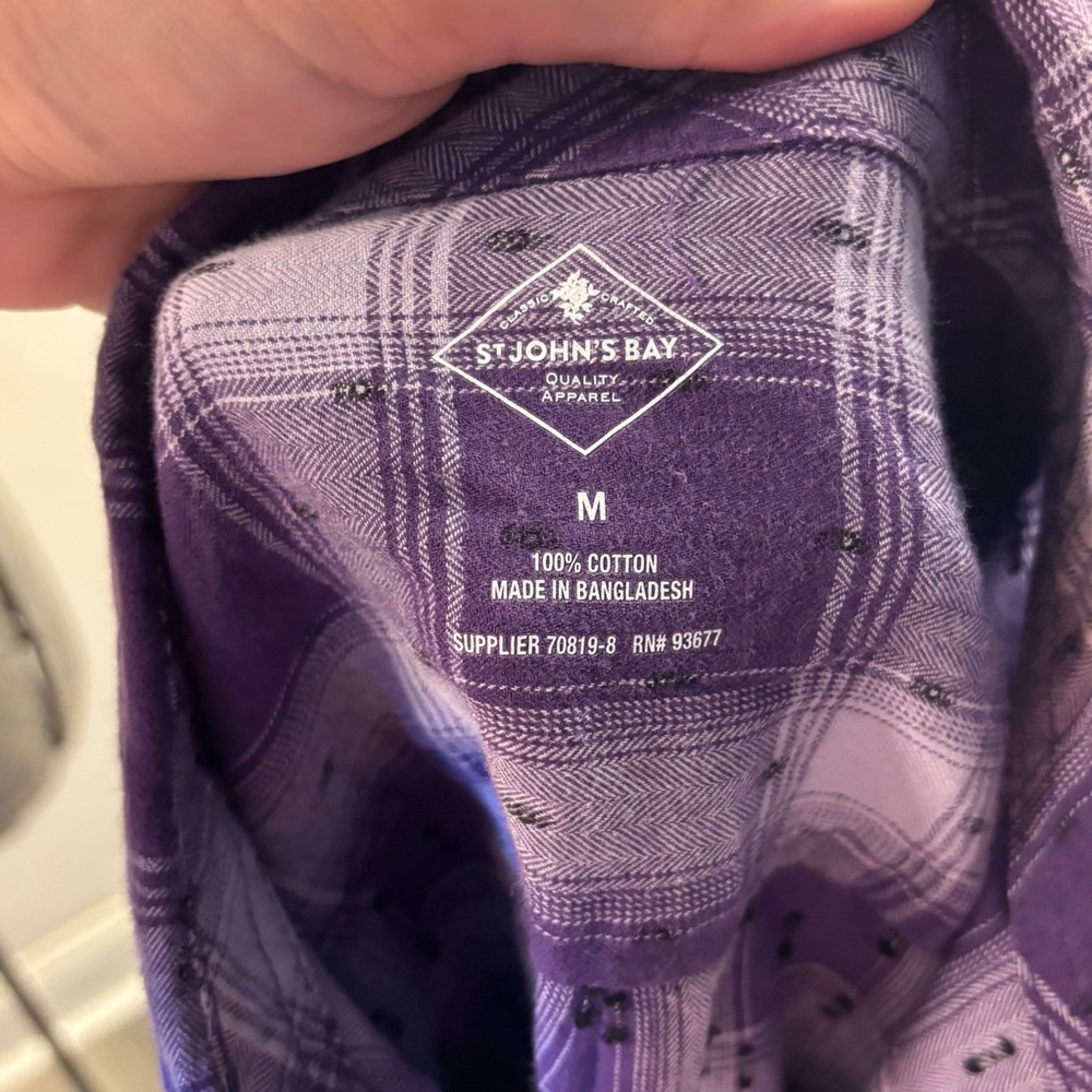 💜St. John's Bay💜Purple Plaid Shirt - Picture 4 of 5